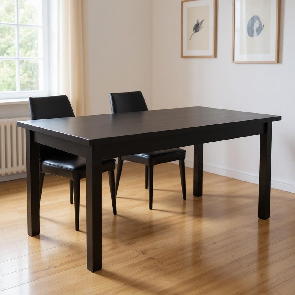 60" Black Solid Wood Dining Table HomeRoots
