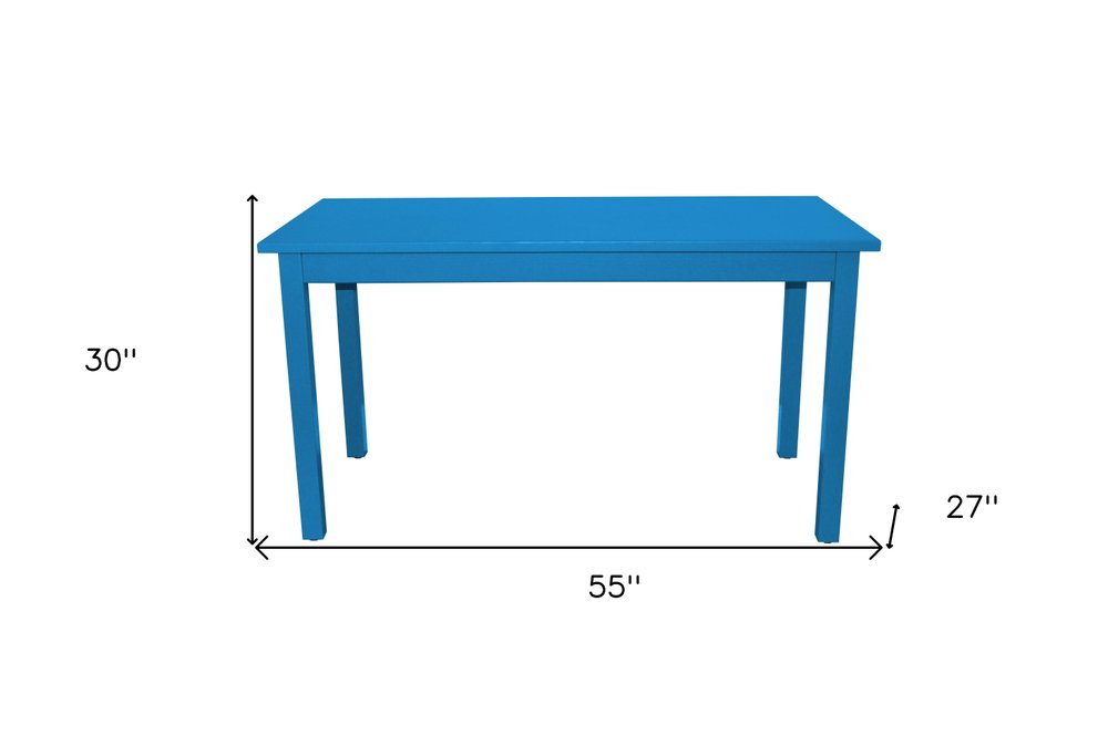60" Caribbean Blue Solid Wood Dining Table HomeRoots