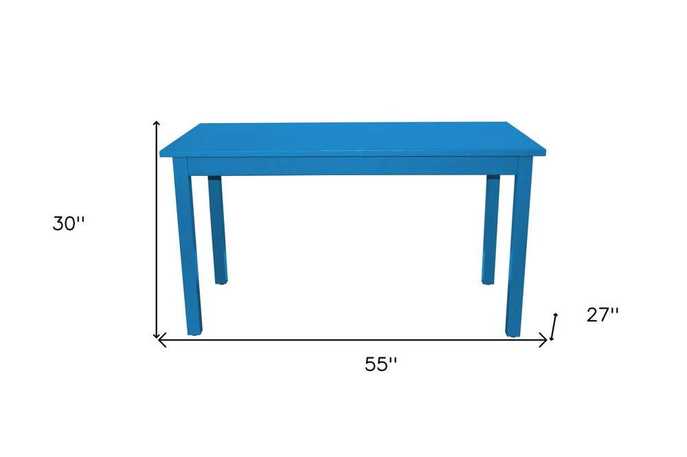 60" Caribbean Blue Solid Wood Dining Table HomeRoots