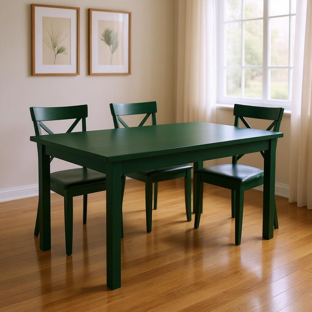 60" Dark Green Solid Wood Dining Table HomeRoots