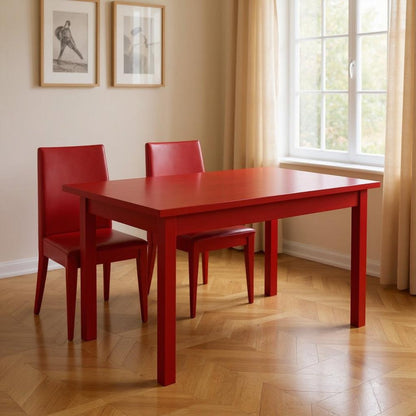 60" Fire Engine Red Solid Wood Dining Table HomeRoots