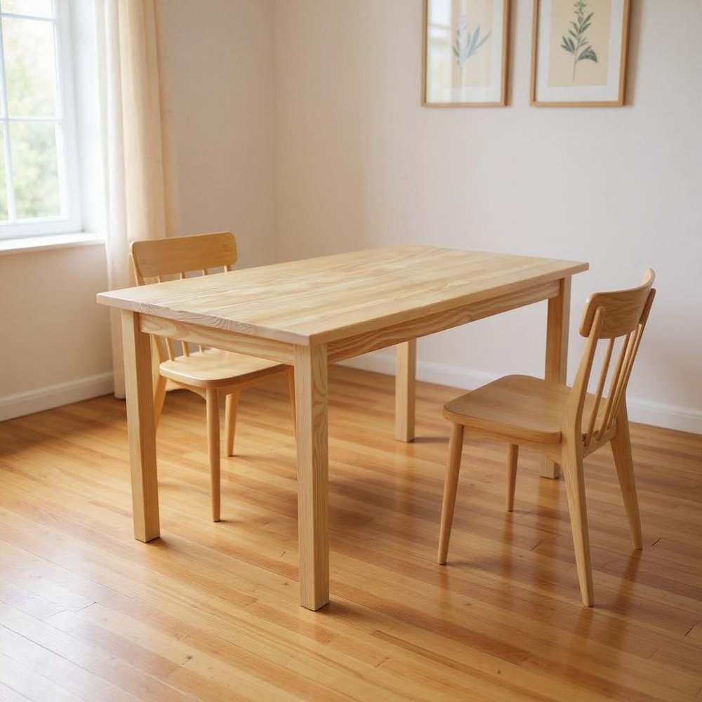 60" Natural Solid Wood Dining Table HomeRoots