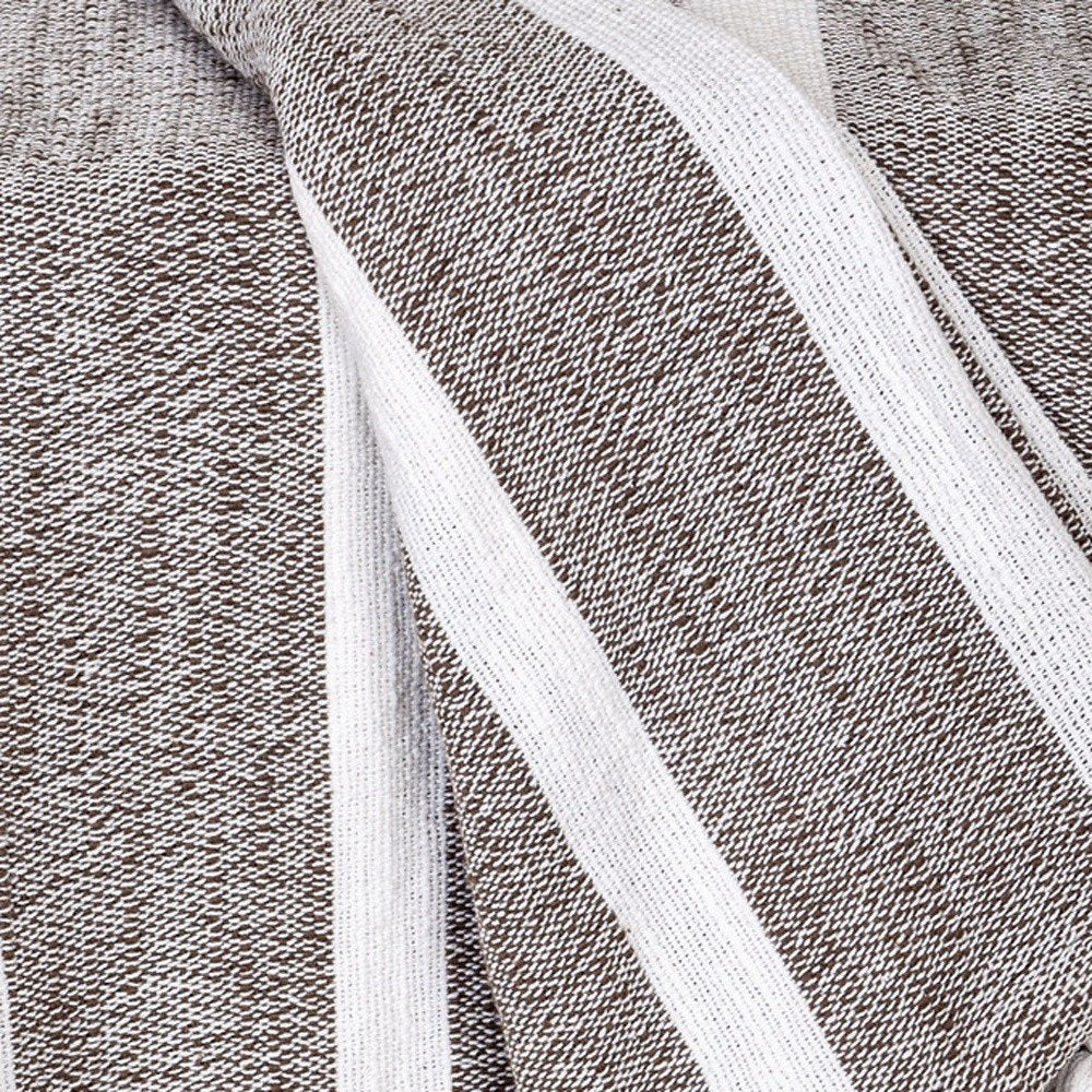 50" X 60" Charcoal Woven Cotton Striped Throw Blanket with Tassels HomeRoots