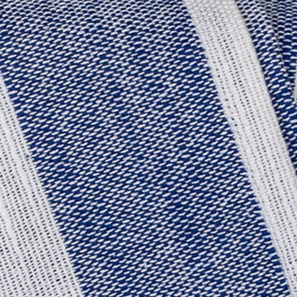 50" X 60" Blue and White Woven Cotton Striped Throw Blanket with Tassels HomeRoots