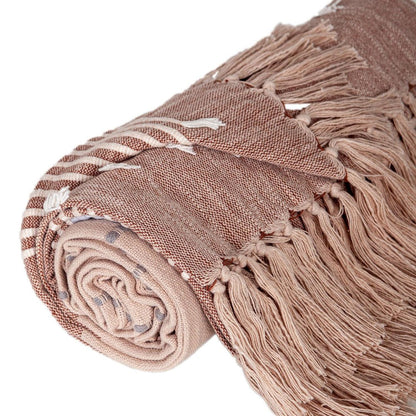 50" X 60" Gray and Rust Woven Cotton Striped Throw Blanket with Fringe, Embroidery HomeRoots