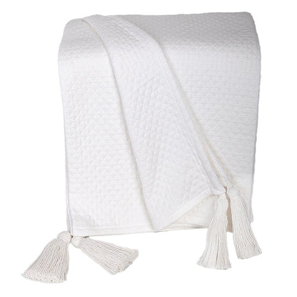 60" X 50" White Woven Cotton Throw Blanket HomeRoots