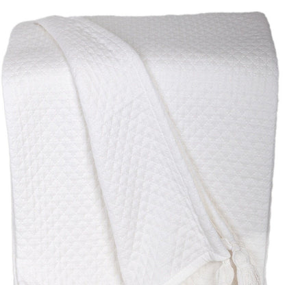 60" X 50" White Woven Cotton Throw Blanket HomeRoots