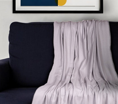 50" X 60" Gray Woven Cotton Herringbone Throw Blanket with Fringe HomeRoots