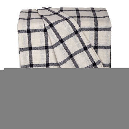 50" X 60" Black and Off White Cotton Woven Plaid Throw Throw Blanket with Fringe HomeRoots