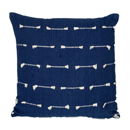 18" Dark Blue Striped Cotton Throw Pillow With Texture FurniFindUSA