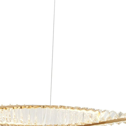 Gold And Clear Metal and Crystals LED Chandelier HomeRoots