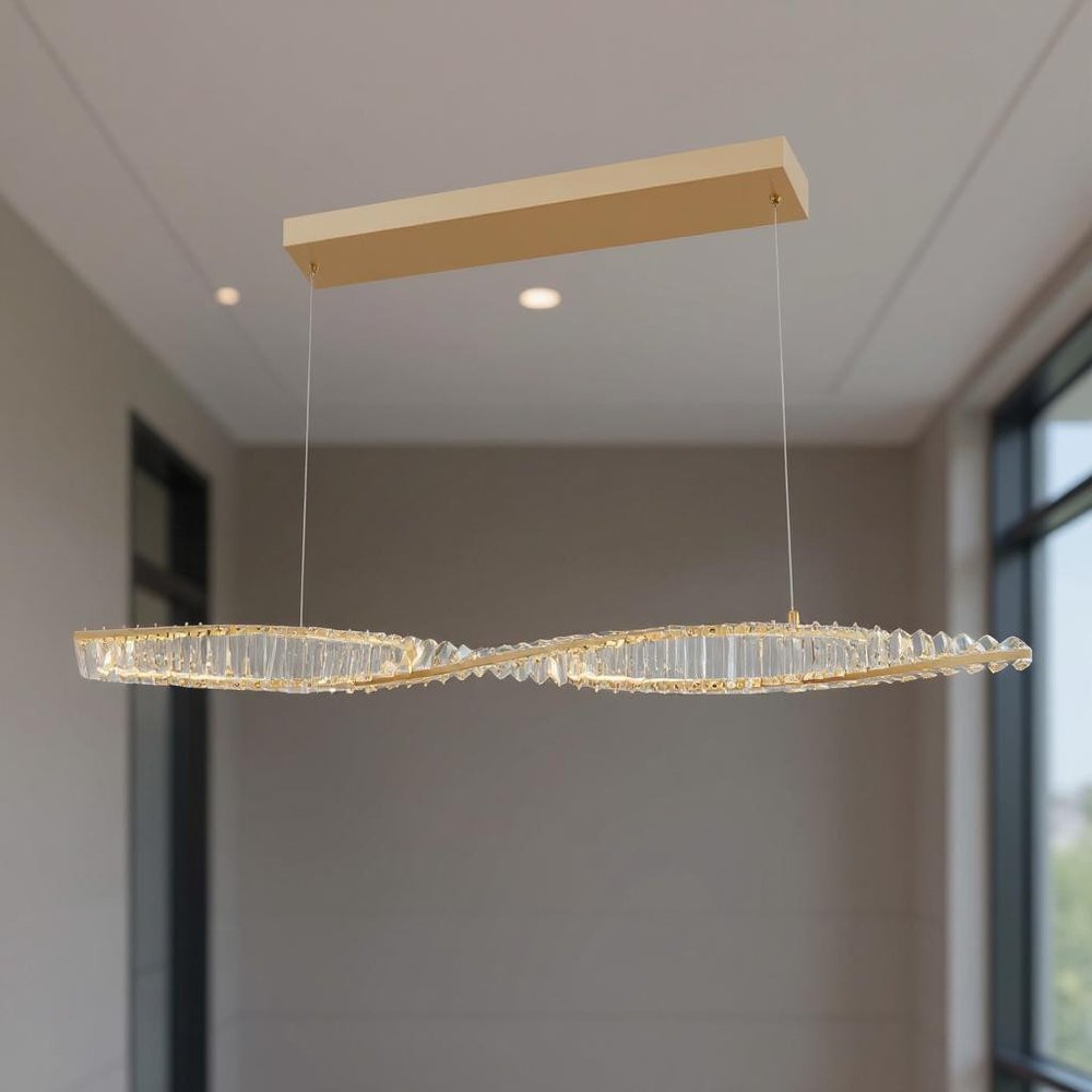 Gold And Clear Metal and Crystals LED Chandelier HomeRoots