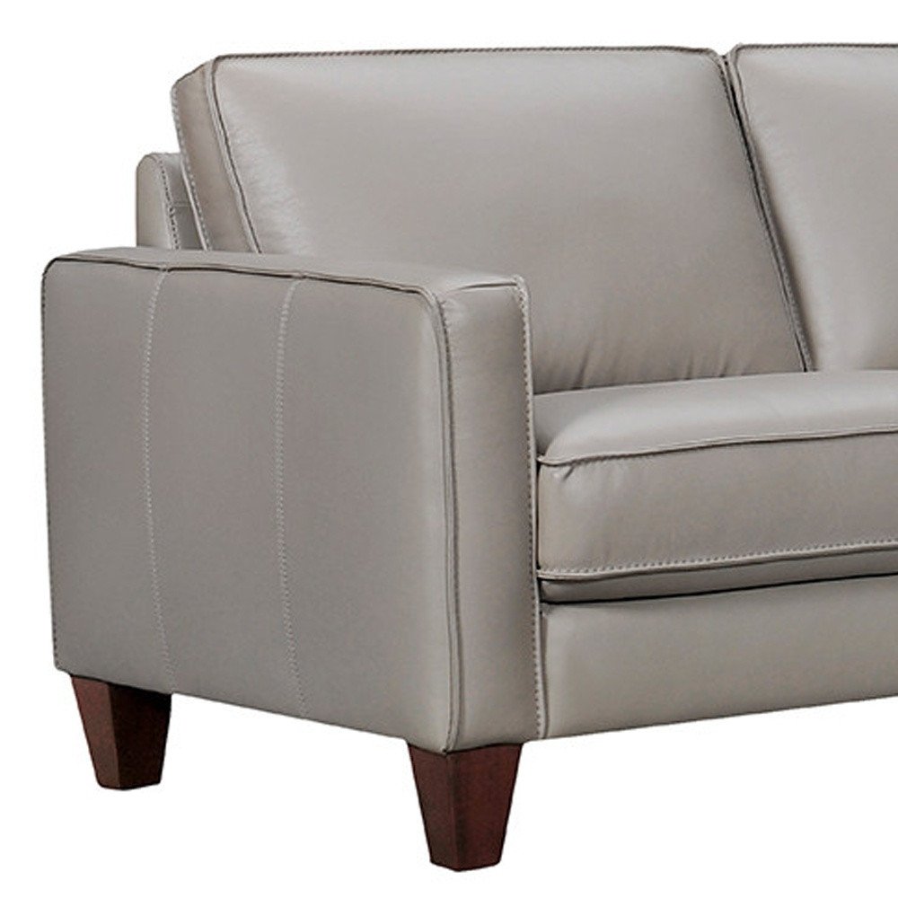 Gray Leather L Shaped Three Piece Corner Sectional HomeRoots