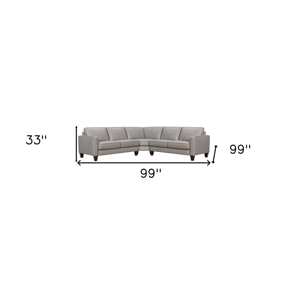 Gray Leather L Shaped Three Piece Corner Sectional HomeRoots