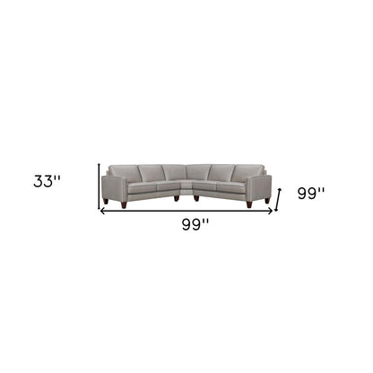 Gray Leather L Shaped Three Piece Corner Sectional HomeRoots
