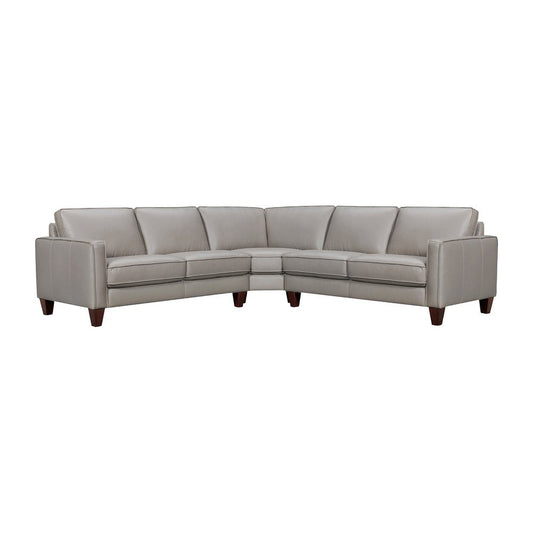Gray Leather L Shaped Three Piece Corner Sectional HomeRoots