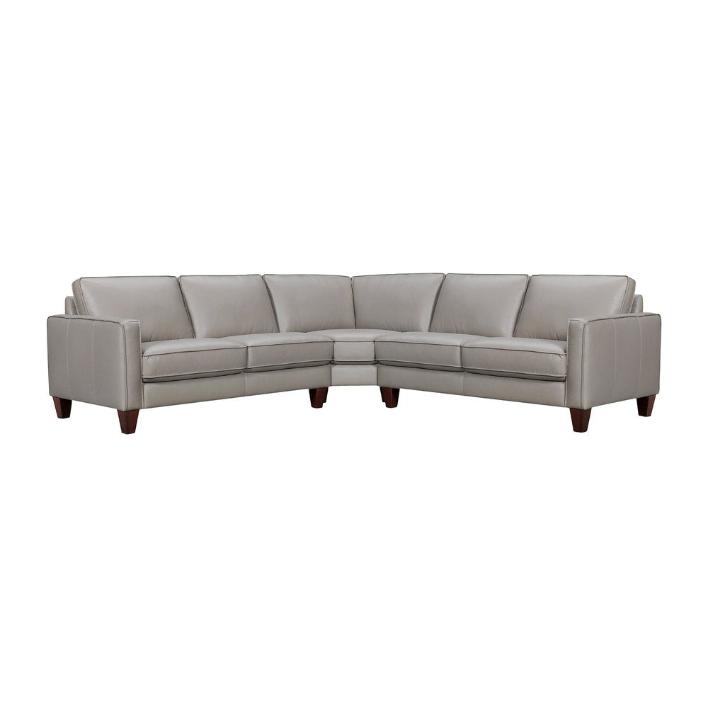 Gray Leather L Shaped Three Piece Corner Sectional HomeRoots