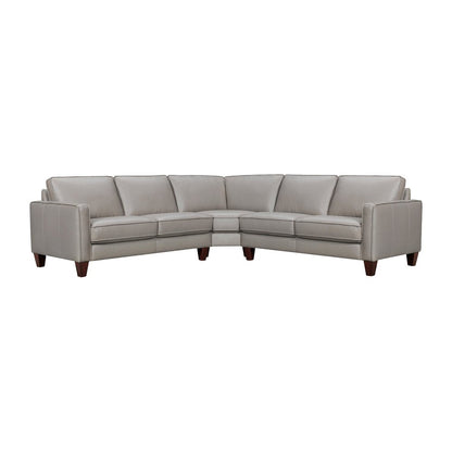 Gray Leather L Shaped Three Piece Corner Sectional HomeRoots