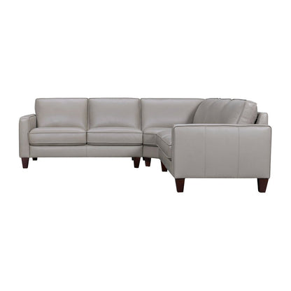 Gray Leather L Shaped Three Piece Corner Sectional HomeRoots