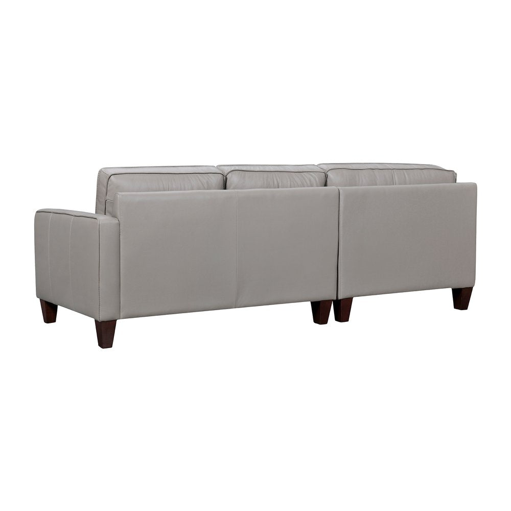Gray Leather L Shaped Three Piece Corner Sectional HomeRoots