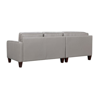 Gray Leather L Shaped Three Piece Corner Sectional HomeRoots
