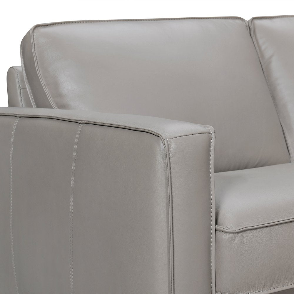 Gray Leather L Shaped Three Piece Corner Sectional HomeRoots