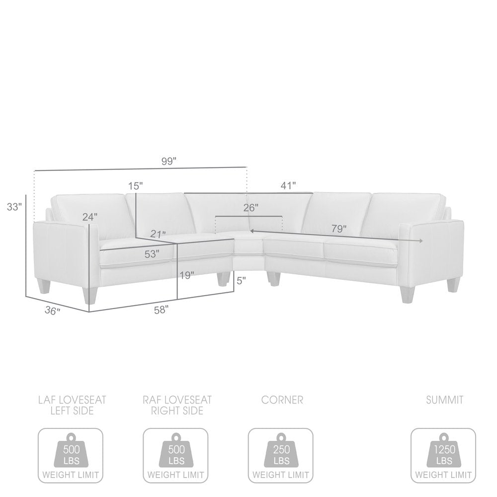 Gray Leather L Shaped Three Piece Corner Sectional HomeRoots