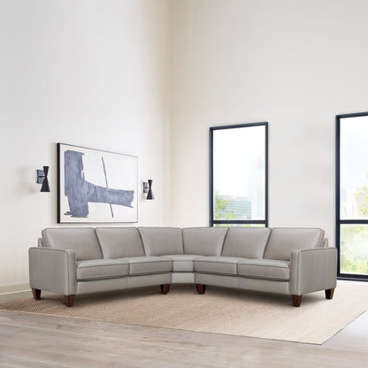 Gray Leather L Shaped Three Piece Corner Sectional HomeRoots