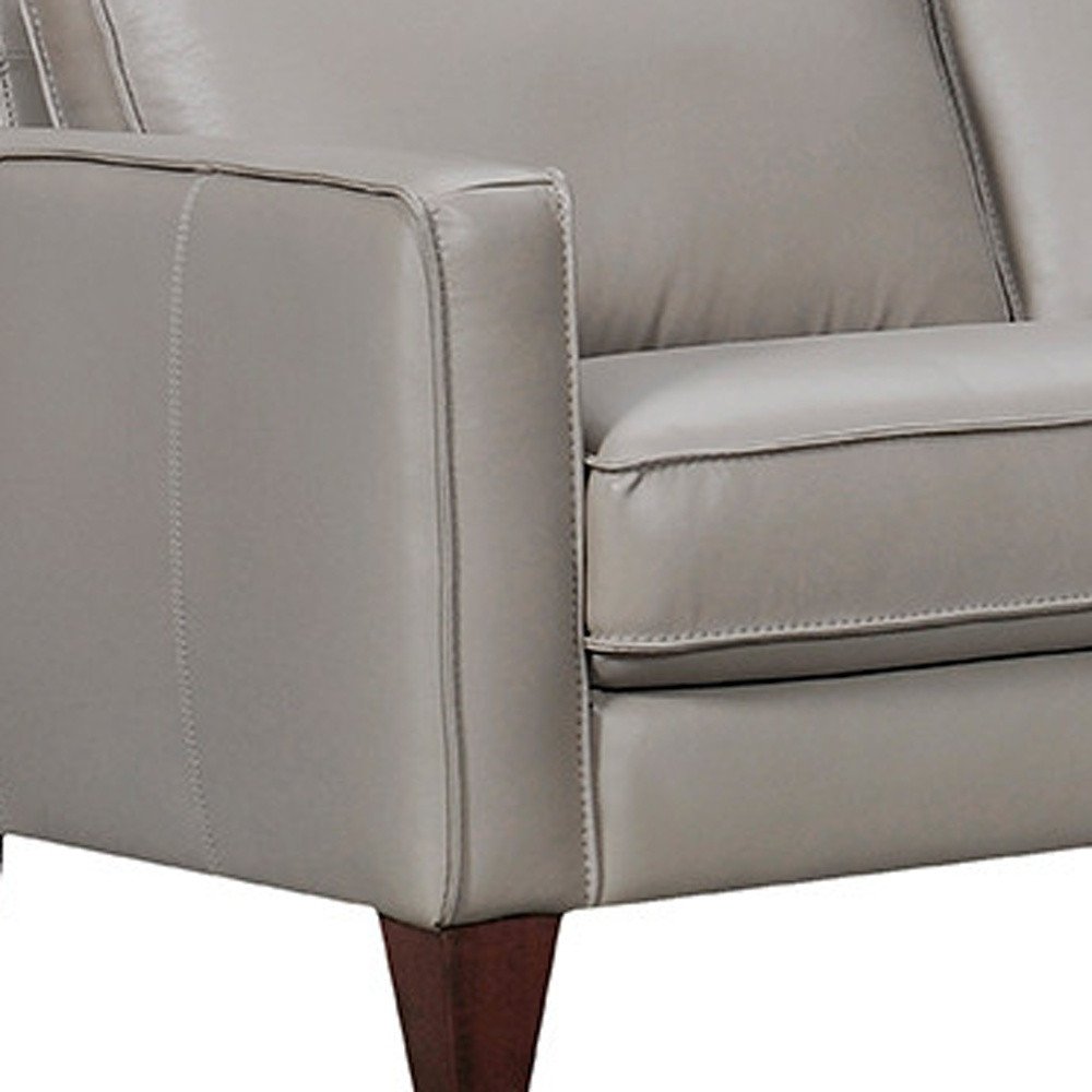 Gray Leather L Shaped Three Piece Corner Sectional HomeRoots