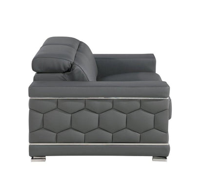 89" Gray Leather Sofa With Silver Legs HomeRoots