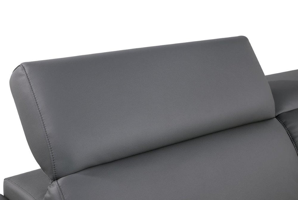 89" Gray Leather Sofa With Silver Legs HomeRoots