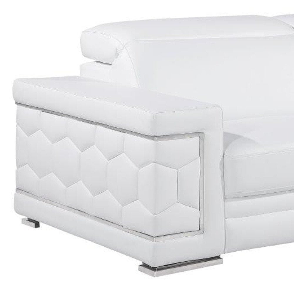 89" White Leather Sofa HomeRoots