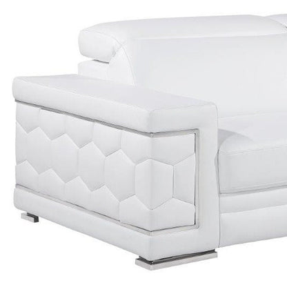 89" White Leather Sofa HomeRoots
