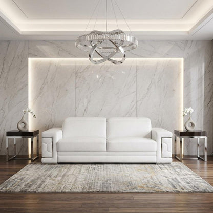 89" White Leather Sofa HomeRoots