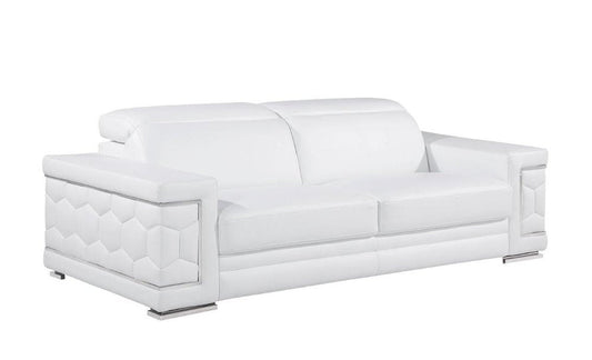 89" White Leather Sofa HomeRoots