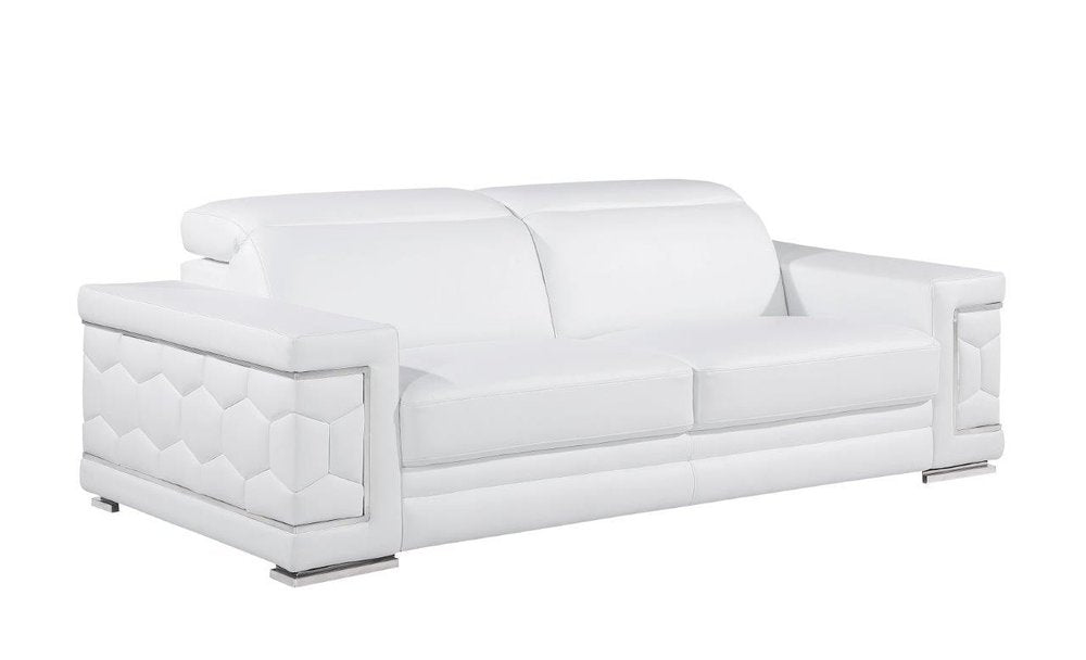 89" White Leather Sofa HomeRoots