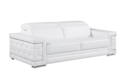 89" White Leather Sofa HomeRoots