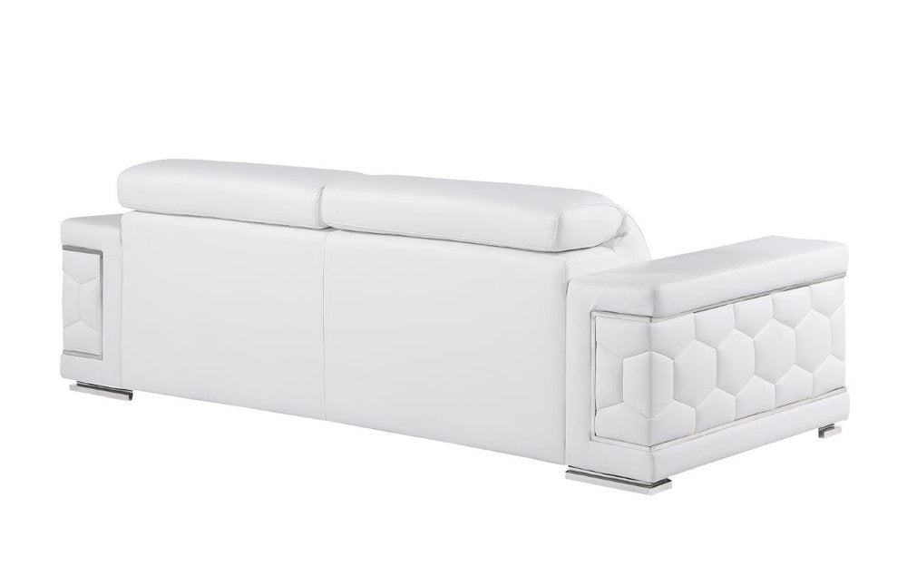 89" White Leather Sofa HomeRoots