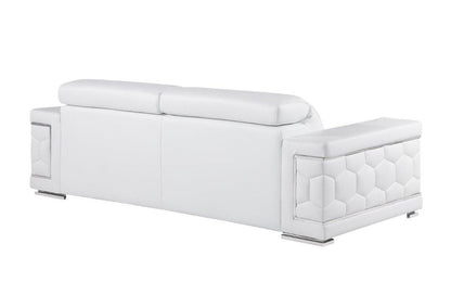 89" White Leather Sofa HomeRoots