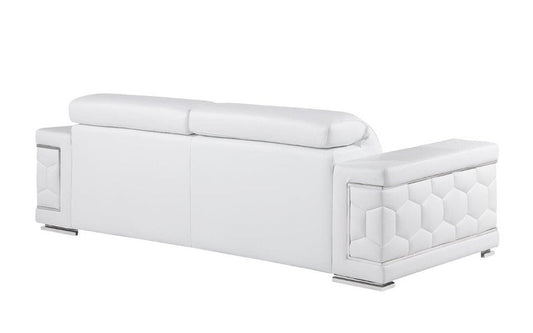 89" White Leather Sofa HomeRoots