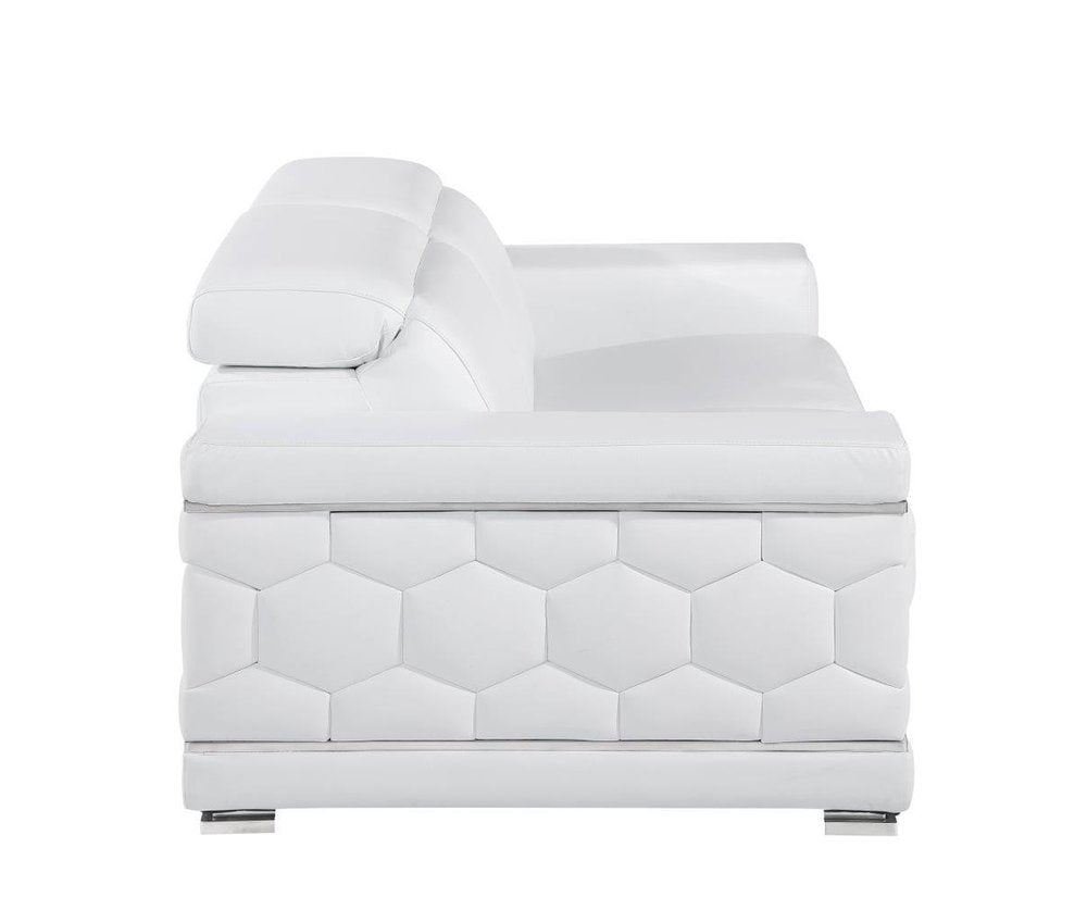 89" White Leather Sofa HomeRoots