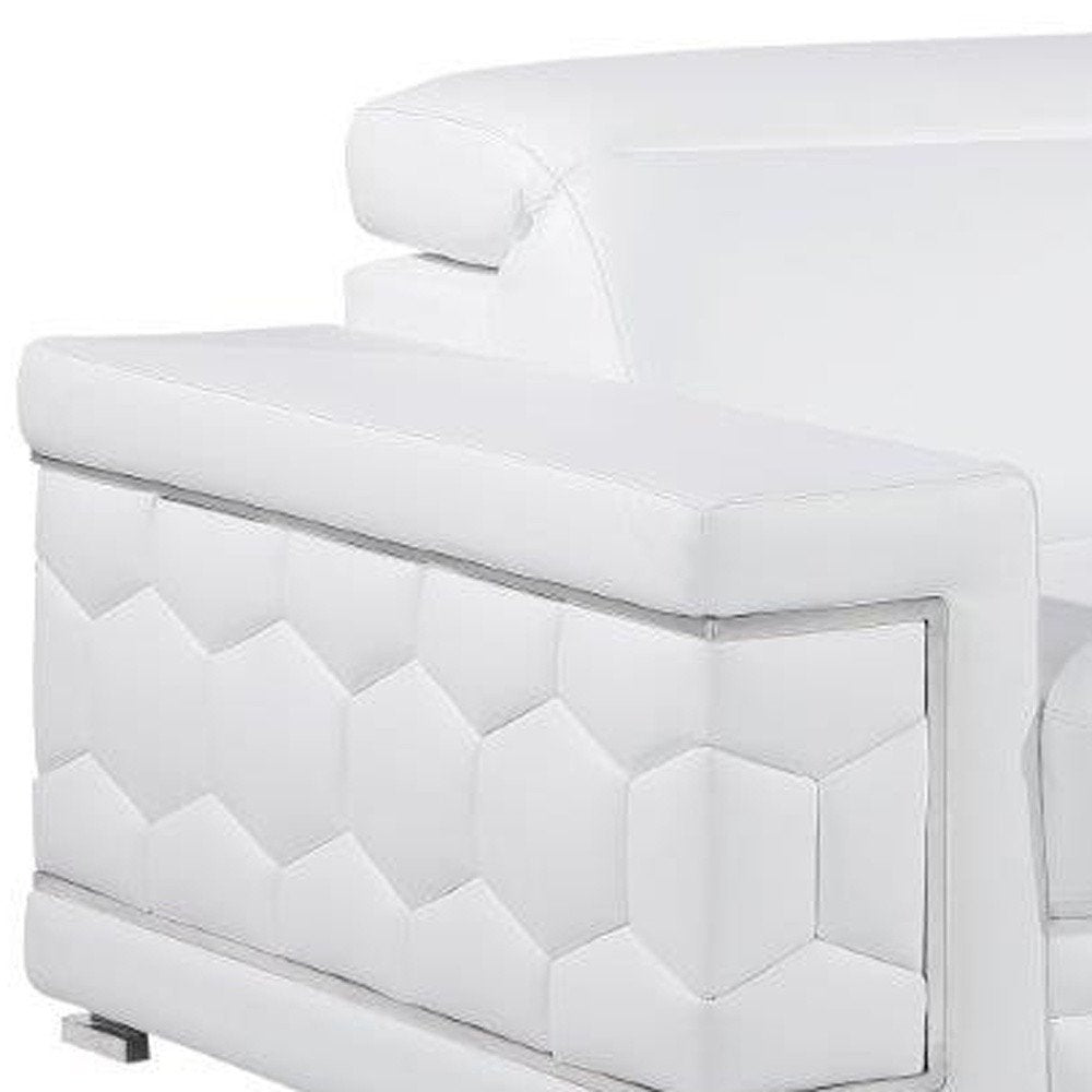 89" White Leather Sofa HomeRoots