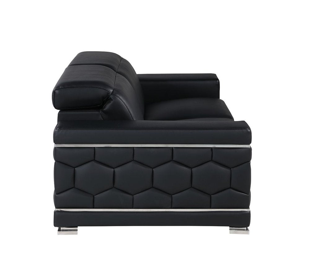 Two Piece Black Genuine Leather Five Person Seating Set — view 11