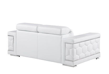 Two Piece White Genuine Leather Five Person Seating Set