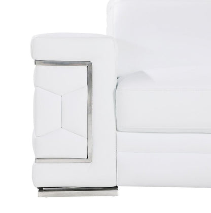 Two Piece White Genuine Leather Five Person Seating Set