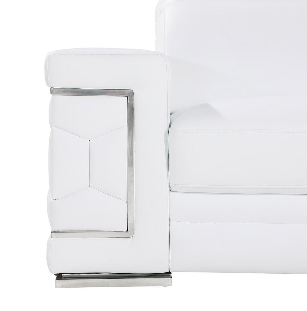 Two Piece White Genuine Leather Five Person Seating Set — view 23
