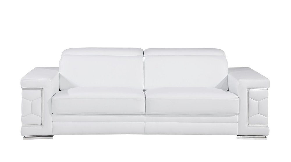 Three Piece White Genuine Leather Six Person Seating Set — view 16