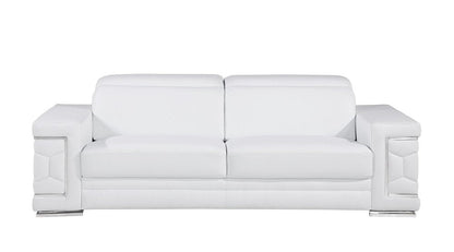 Three Piece White Genuine Leather Six Person Seating Set