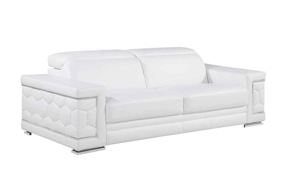 Three Piece White Genuine Leather Six Person Seating Set — view 17