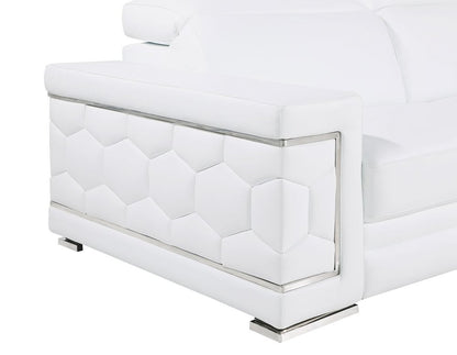 Three Piece White Genuine Leather Six Person Seating Set
